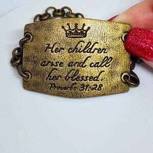 Lenny & Eva Large Brass Religious Proverb Double Chain Unique Signed Bracelet